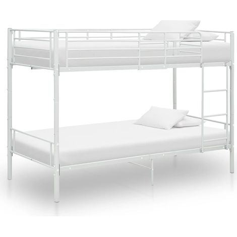 Lit superposé sans matelas blanc métal 90x200 cm (1/5)