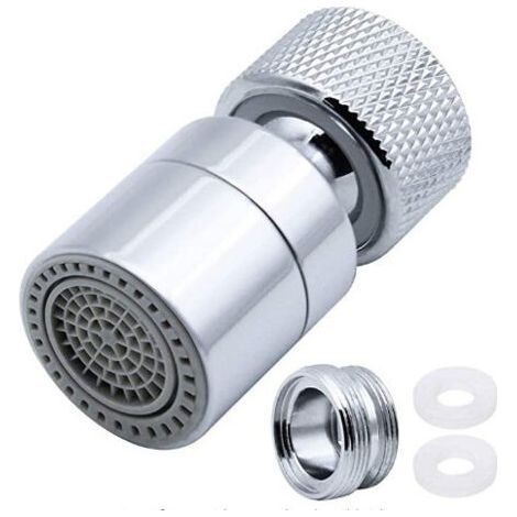 PA Rutschfester Edelstahl-Spülbeckenbelüfter, Sprudelmodi, 360-Grad-Filter, schwenkbarer Wasserhahn-Sprüher mit Düsenadapter, passend für alle Wasserhähne, Silber, 5,7 x 2,2 x 2,2 cm 80 Gramm (1/5)