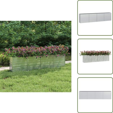 Garten-Hochbeet 320x40x77 cm Verzinkter Stahl Silber - Gartengefäße - Hochbeet - Pflanzkübel - Stahltank - Gartenmöbel (1/5)