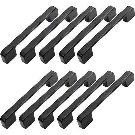 10 poignées de meuble entraxe 96mm noir poignée porte cuisine barre tirage armoire poignée de placard noir 96mm (1/5)