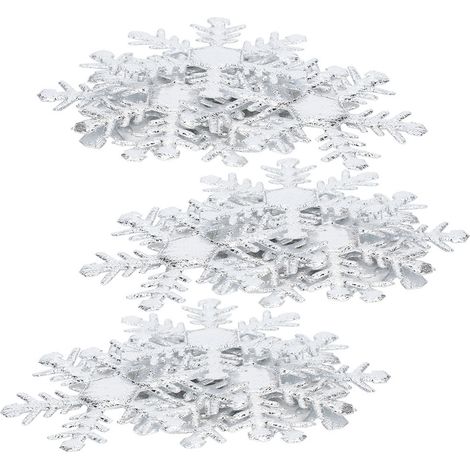 paquet de flocons de neige décoratifs en tissu non tissé, paillettes argentées, 6 cm (1/5)