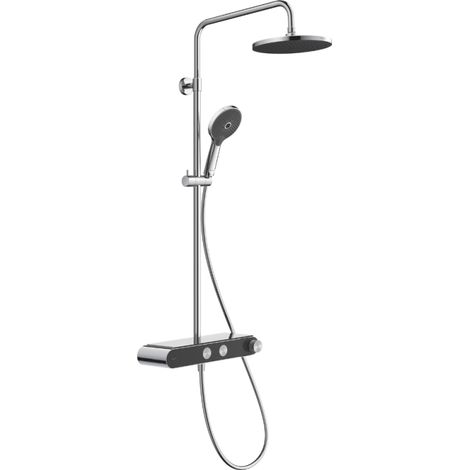 Colonne de douche thermostatique DURAVIT Shelf 1050 chromé et noir brillant (1/5)