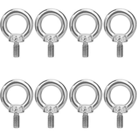 Boulons à Oeil M5 Anneau de Levage Boulon à œil Anneaux Filetage Vis en Acier Inoxydable 304 pour Fixer des Suspendus Relier 8 Pièces (1/5)