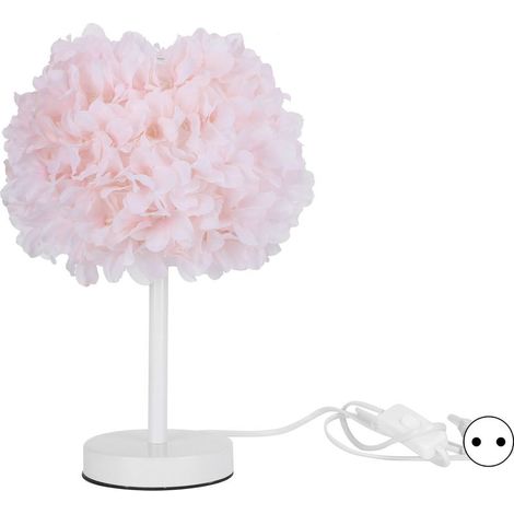 Lampe de chevet fleur rose clair ACKERMAN – Décoration table de nuit et bureau – Alimentation 110-240 V EU (1/5)