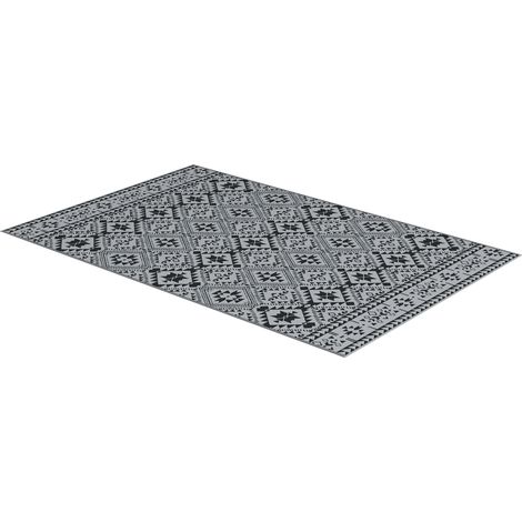 Tapis d'extérieur réversible imperméable géométrique noir/gris 182 x 274 cm