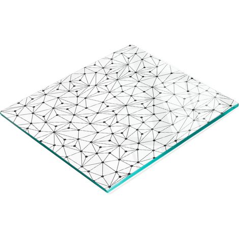 Tablero decorativo multifuncional de vidrio templado con l铆neas y c铆rculos, 60x52 cm.