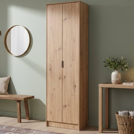 Schuhschrank Genuss, Schuhmöbel mit 6 Böden, 2 Türen, Griffe inkl., 60x33x192h cm, Braun Eiche mit Ästen (1/5)