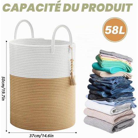 Laundry Hamper Laundry Trolley with Lid Laundry Basket with Side Pockets and Handle Removable Oxford Cloth Bags Rustic Brown and Black