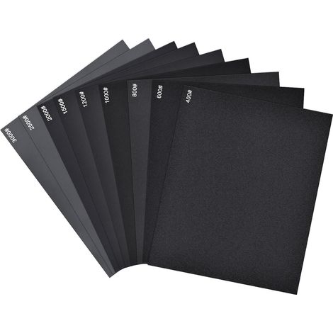 Lot de 27 feuilles de papier abrasif grain 400, 600, 800, 1000, 1200, 1500, 2000, 2500, 3000 (1/5)