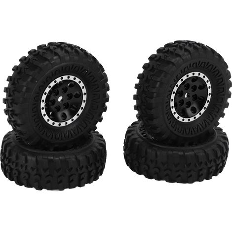 pneus de 55 mm à 8 trous en caoutchouc, jantes en alliage d'aluminium pour voiture RC Axial SCX24 1/24, noir (1/5)