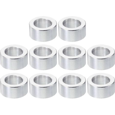 Entretoises en Aluminium M10, 10pcs Entretoise Métallique à Vis Ronde, Rondelle Plate pour Vis Tige Filetée Écrous Boulons Gonds de Porte, 10.2mm ID x 16mm OD x 8mm Hauteur (1/5)