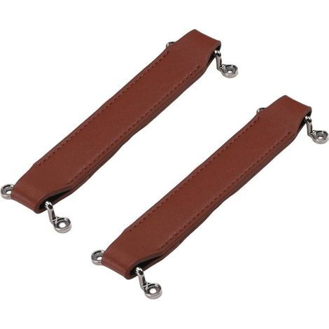 2 PCS Poignées de Meubles en Cuir Poignées de Tiroirs de Cuisine Moderne Poignée de Commode avec vis Boutons de Porte de Placard pour Salle de bain Garde-robe (Red brown) (1/4)