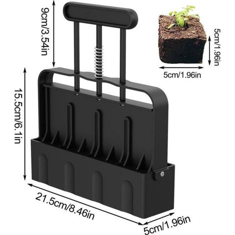 Presse à blocs de terre manuel, outil de semis pour jardin, 5 cm, noir (1/4)