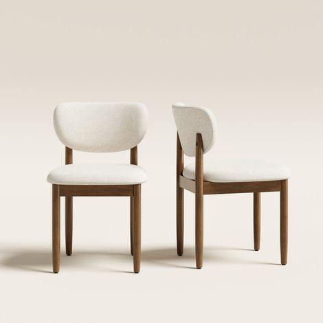 Lot de 2 Chaises de Salle à Manger en Chenille, Pieds en Bois, Dossier Ergonomique, Assise Rembourrée Confortable, Style Moderne pour Salle à Manger et Cuisine,beige (1/5)