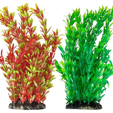 Plantes d’Aquarium artificielles, Lot de 2 Plantes en Plastique de 25 cm pour Aquariums et bacs à Poissons (1/5)