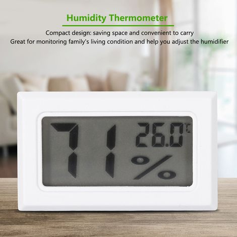 Digitales LCD-Hygrometer, Innenthermometer, Feuchtigkeitsmesser für Zuhause, Büro, Gewächshaus (Weiß) (1/5)