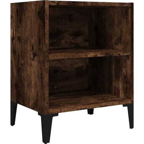 Maison Exclusive - Mesita de noche con patas de metal roble ahuma (1/5)