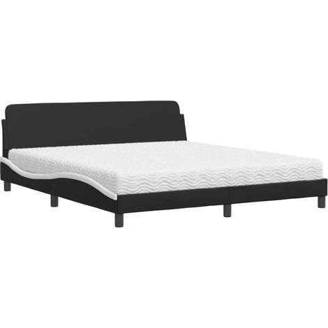 Maison Exclusive - Bett mit Matratze "Dover" Schwarz und Weiß 180 (1/5)