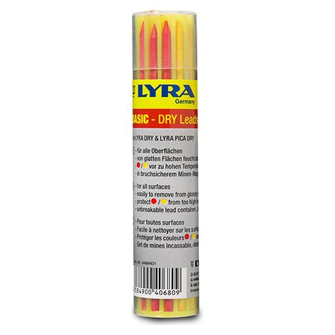 DRY Minen Basic, 6x Graphite 2B 3x Rot und 3x Gelb, ø 2,8mm, VPE: 10