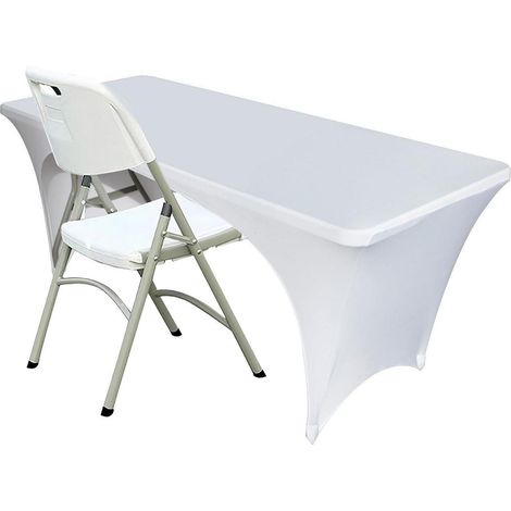 Spandex Tischdecke mit offenem Rücken für rechteckige Tische 183x76x76cm Weiß
