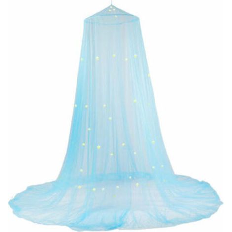 Lit De Luxe A Baldaquin Anti-Moustique Avec Etoiles Fluorescentes Qui Brillent Dans Le Noir Universel Moustiquaire Hamac, Bleu - Bleu (1/3)
