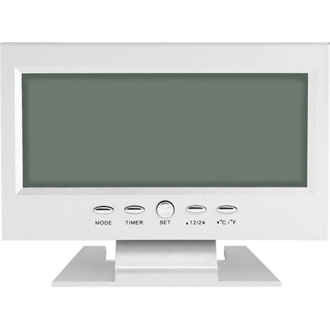 Réveil numérique LCD pour bureau avec capteur sonore, affichage température & calendrier – couleur argent (1/5)