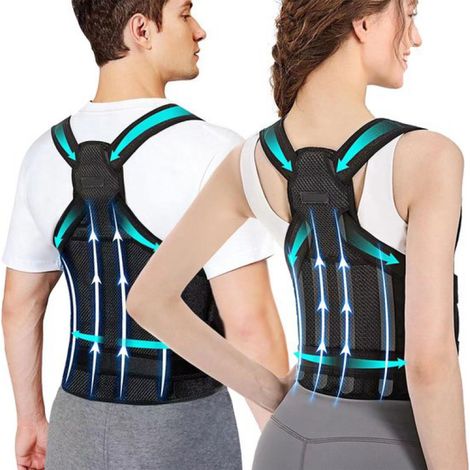 Correcteur de posture ® - Ceinture lombaire - Confortable et discret - Convient au bureau et à la maison - Unisexe - Noir - Taille L (1/5)