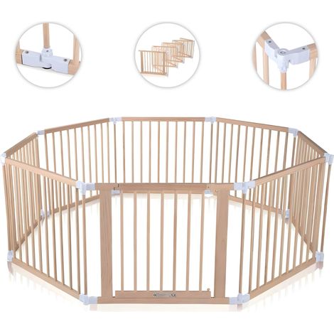 Baby Vivo Laufgitter aus Holz 8 Elemente - individuell verstellbar - PREMIUM in Weiß (1/5)