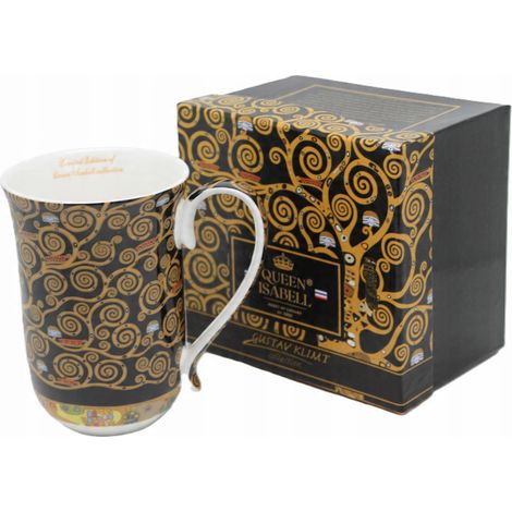 Taza grande de porcelana de 400 ml en caja de regalo con el diseño del Árbol de la Vida de Klimt. (1/5)