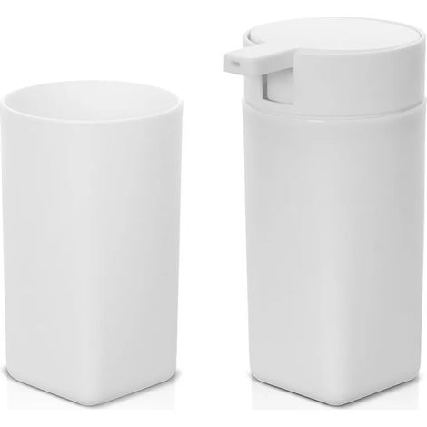 Set accessori bagno dispenser e portaspazzolini da appoggio bianco in abs Tender (1/5)