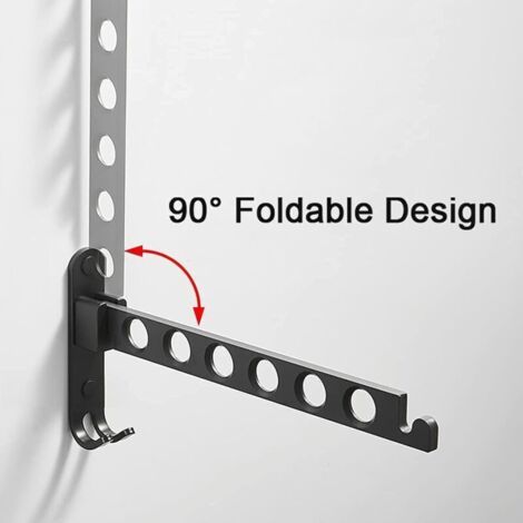 [JAMAIS UTILISÉ]Étendoir à linge mural, étendoir à linge mural, étendoir à linge pliable à rotation à 90 °, adapté pour balcon, salle de bain, hôtel (1/3)
