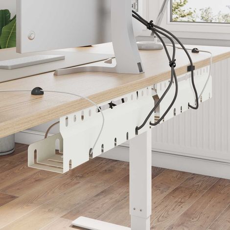 vidaXL Plateau de gestion de câbles sous le bureau 2 pc Blanc (1/5)