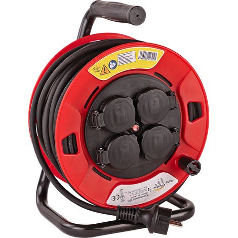 Kestek Kabelrolle Außen Kabeltrommel 25 Meter 4 Steckdosen H05RR-F 3G1,5mm² IP44 (1/4)