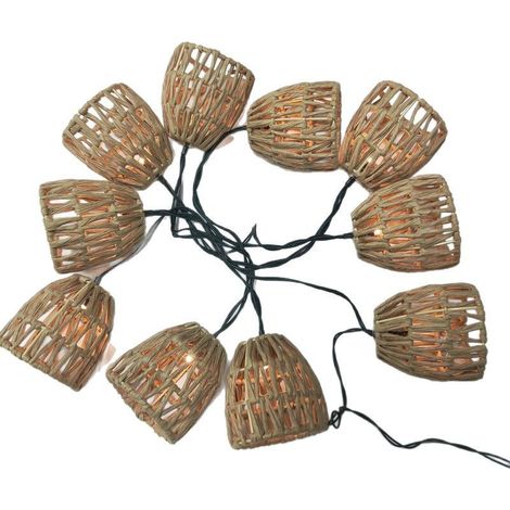 Guirlande lumineuse solaire, guirlande lumineuse solaire, 10 boules solaires en rotin à LED, guirlande lumineuse d'extérieur. (1/5)
