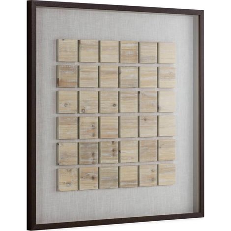 Tableau carré en bois et verre relief - brun, blanc et naturel (1/5)