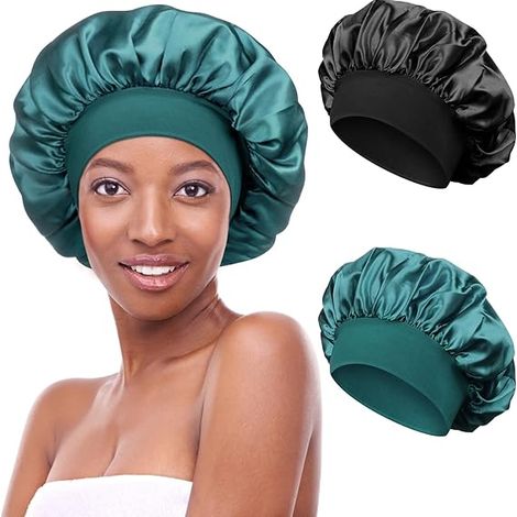 20 Stück Schlafmütze Satin Bonnet Nacht Schlaf Mütze Verstellbare Schlafkappe Kopfbedeckung Weiche Kopfhaube Schlafhaube Seide mit Gummizug für Damen und Mädchen