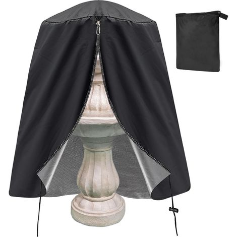 Funda protectora impermeable para fuente de jardín, con cierre de cremallera y cordón ajustable, tejido Oxford 420D para invierno, uso en exteriores, patio, jardín (122 x 172 cm) (1/5)
