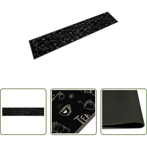 vidaXL Samt Teppich - Küchenteppich Waschbar Morgen Schwarz 60x300 cm Samt (1/5)