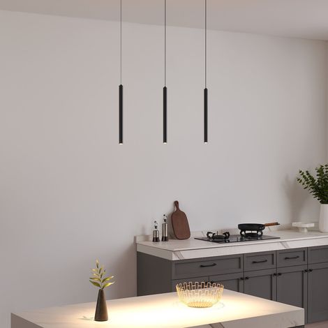 Magnetsystem auf schwarzer Schiene 100 cm mit 3 hängenden LED-Röhren 9W - Lyne