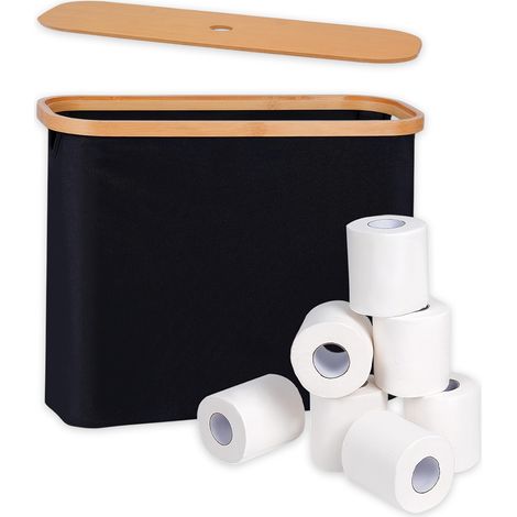 Cesta para papel higiénico de 28 litros con tapa - Independiente, almacenamiento para baño con capacidad para 9-12 rollos