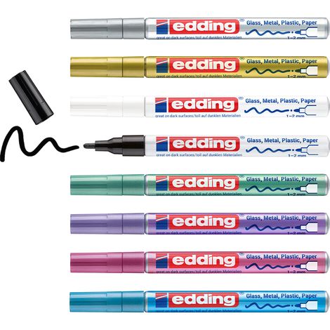 edding 751 Marqueur peinture brillante set de 8 assortis métallisé (1/5)