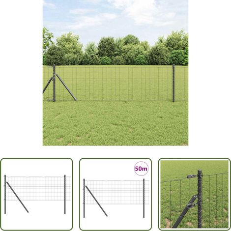 Terrassenzaun - Zaun mit Pfosten Grau 0,6 x 50 m Stahl und PVC (1/5)