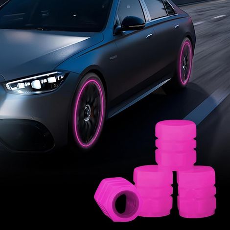 4x Leuchtende Ventilkappen für Auto, Motorrad, Fahrrad - Rosa (1/5)