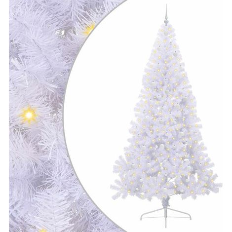 Sapin de Noël artificiel avec 300 lumières LED blanches, 240 cm de haut, en PVC et acier. (1/5)