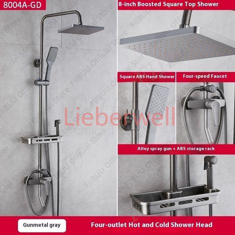 Système de douche mural, ensemble de douche à économie d'eau avec douchette supérieure, pistolet de pulvérisation à pression accrue, ensemble de douche multifonction pour salle de bain (1/5)