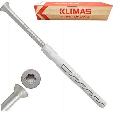 Chevilles De Cadre Klimas KPS-FAST 10 x 140, Torx, Tete Fraisee, Lot De 25
