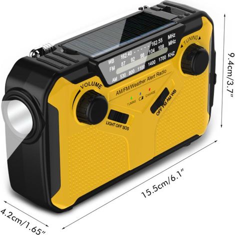 Tragbares, solarbetriebenes Handkurbel-Notfallradio für den Außenbereich mit Stromerzeugung, mobiler Stromversorgung, Wetterradio und Notruffunktion (1/5)