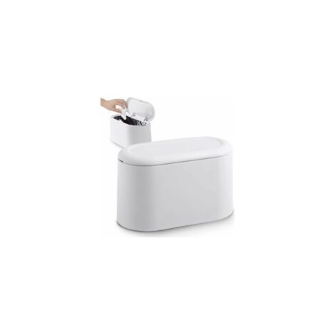 Kleiner Tischabfalleimer mit aufsteckbarem Deckel, ideal für Büro, Badezimmer, Küche und Schlafzimmer oder zur Aufbewahrung von Tierfutter, weiß. (1/5)
