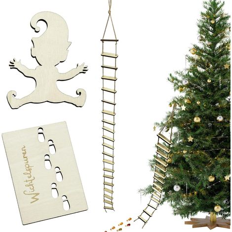 Pochoir d'Empreintes de GNOME,Accessoire pour Empreintes de Pas,Empreintes de Pochoir GNOME,GNOME Pochoir et Empreintes,Ornements d'empreinte de GNOME de noël en Bois pour sols (B) (1/5)