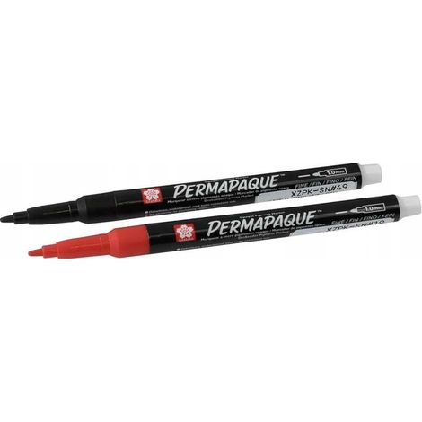 Feutres à pointe fine Permapaque Noir + Rouge, Sakura (1/4)